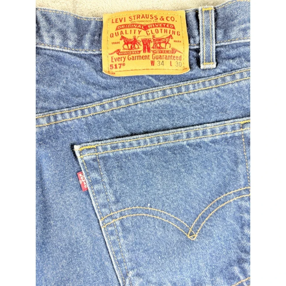 Vtg Levi's 517 Boot Cut Jeans Mens 34x30 USA Black Batwing Denim